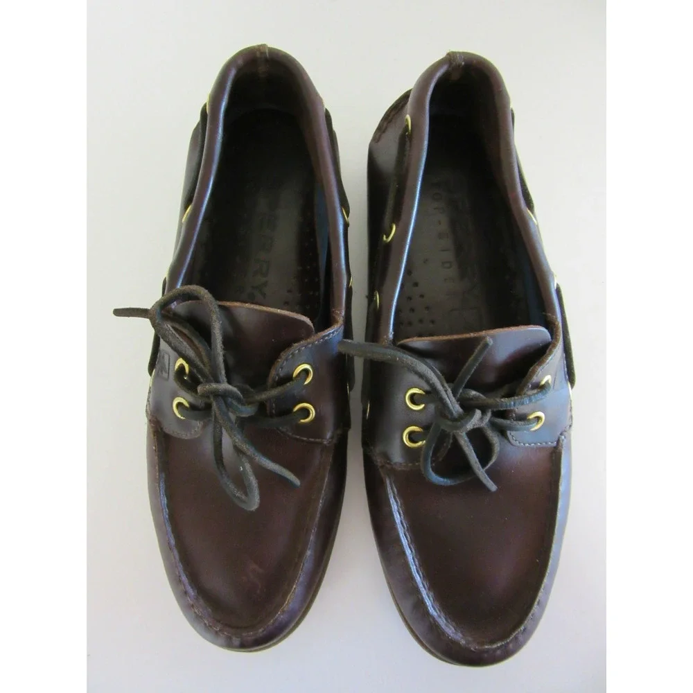 SPERRY Men's Brown Leather Slip On 9 Casual Boat Shoes